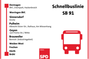 Sharepic mit den Haltestellen der neuen SB91