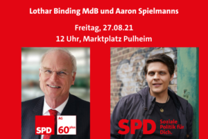 Ankündigung Aaron und Lothar Binding MdB Freitag auf dem Marktplatz